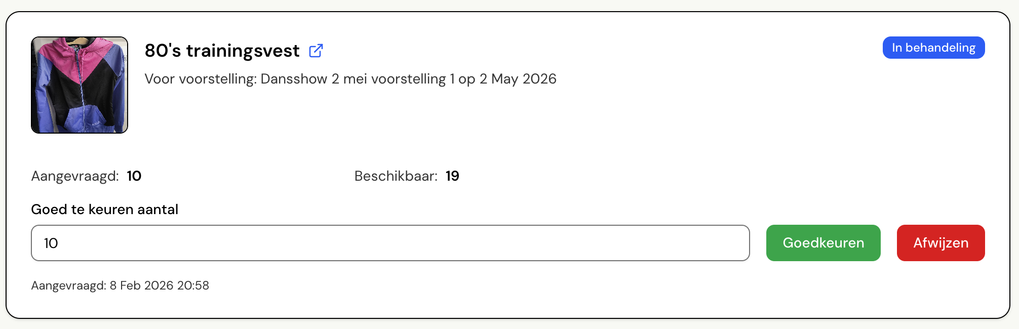 inventaris tool kledij - reservaties