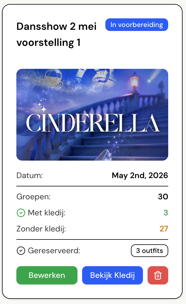 Organiseer de kledij van je dansshows